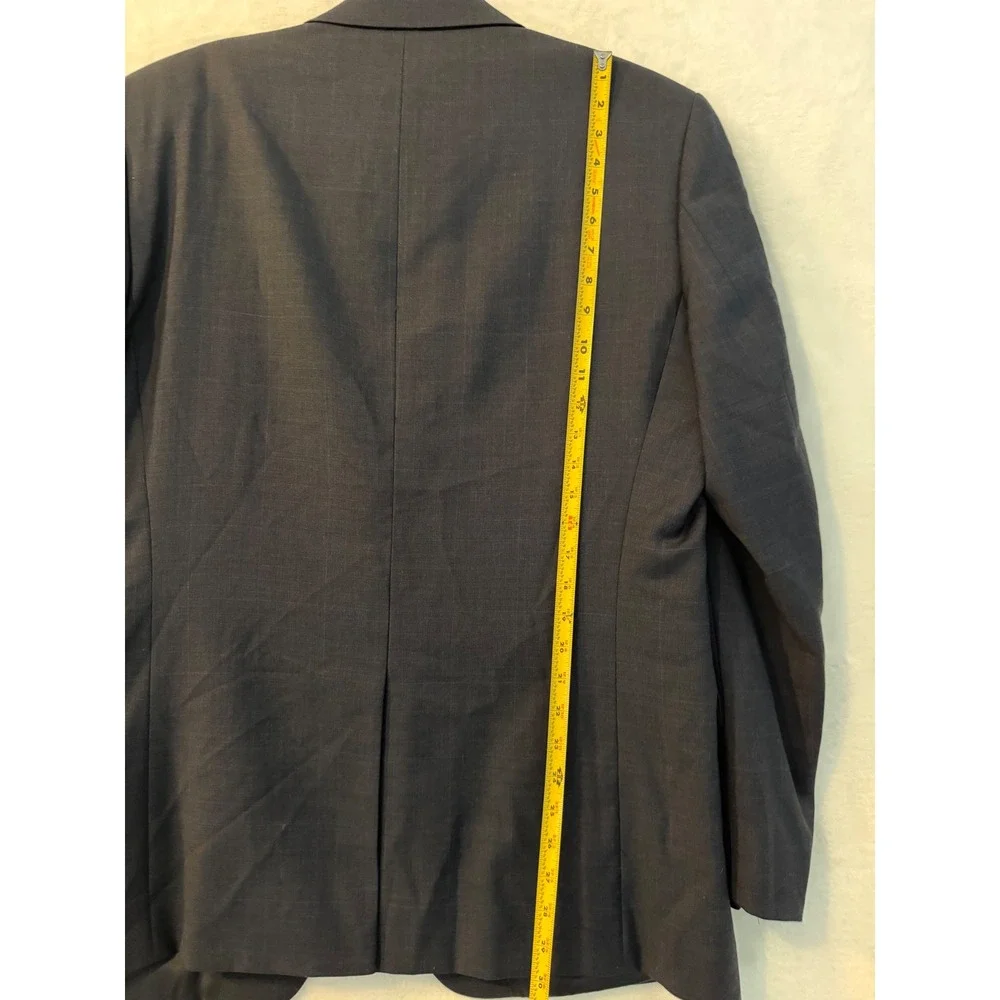 Jos A Bank Signature Collection Blazer 44L Wool Tailored Fit Charcoal Windowpane